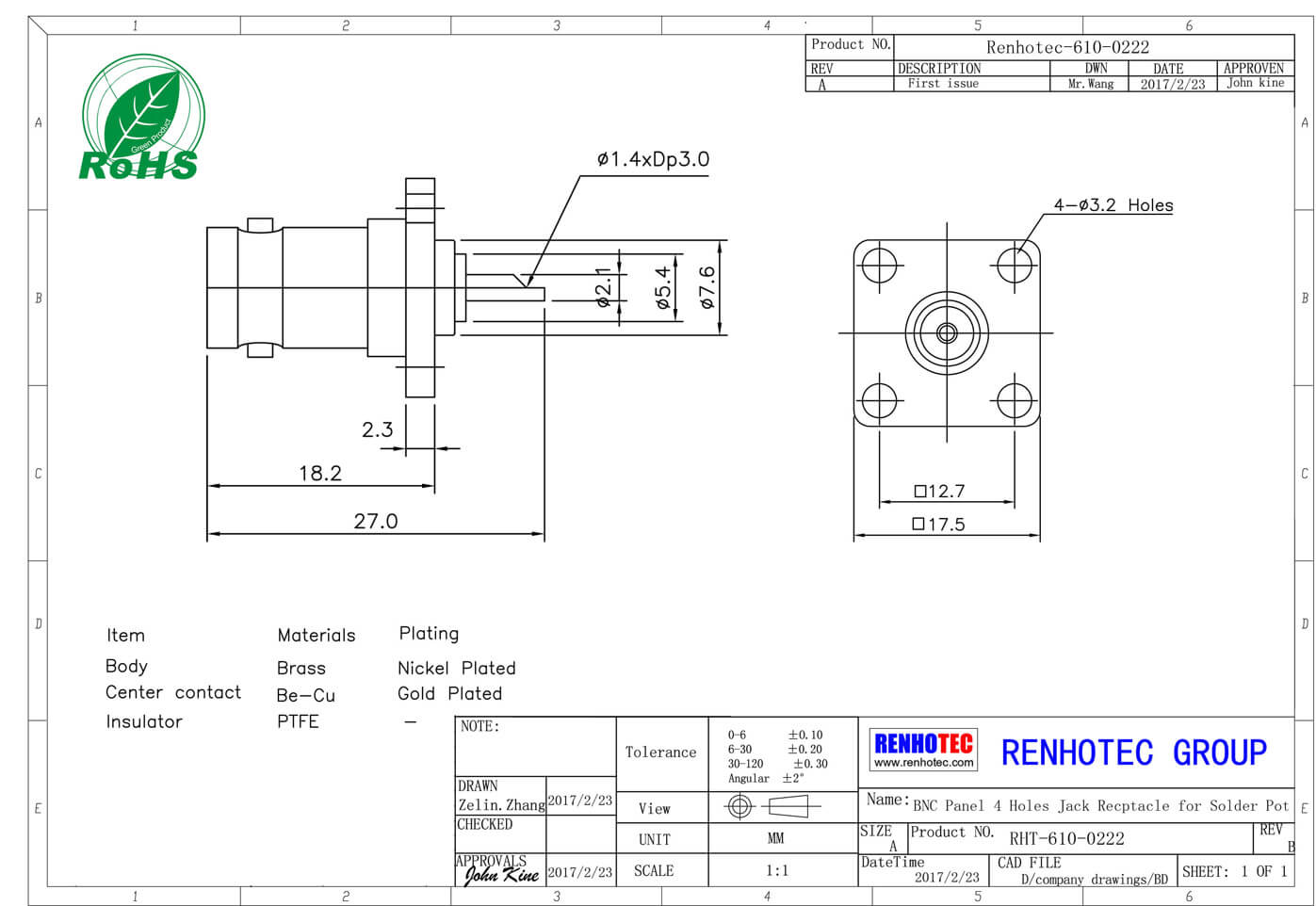 法蘭型bnc接頭接線方式母頭直式壓接式接線