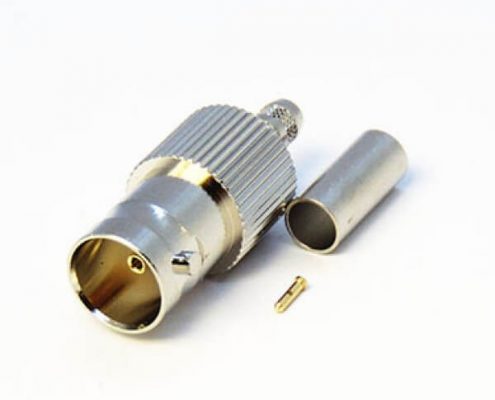 高清BNC 壓接接線(xiàn)連接器75歐姆母頭直式射頻同軸電纜連接器