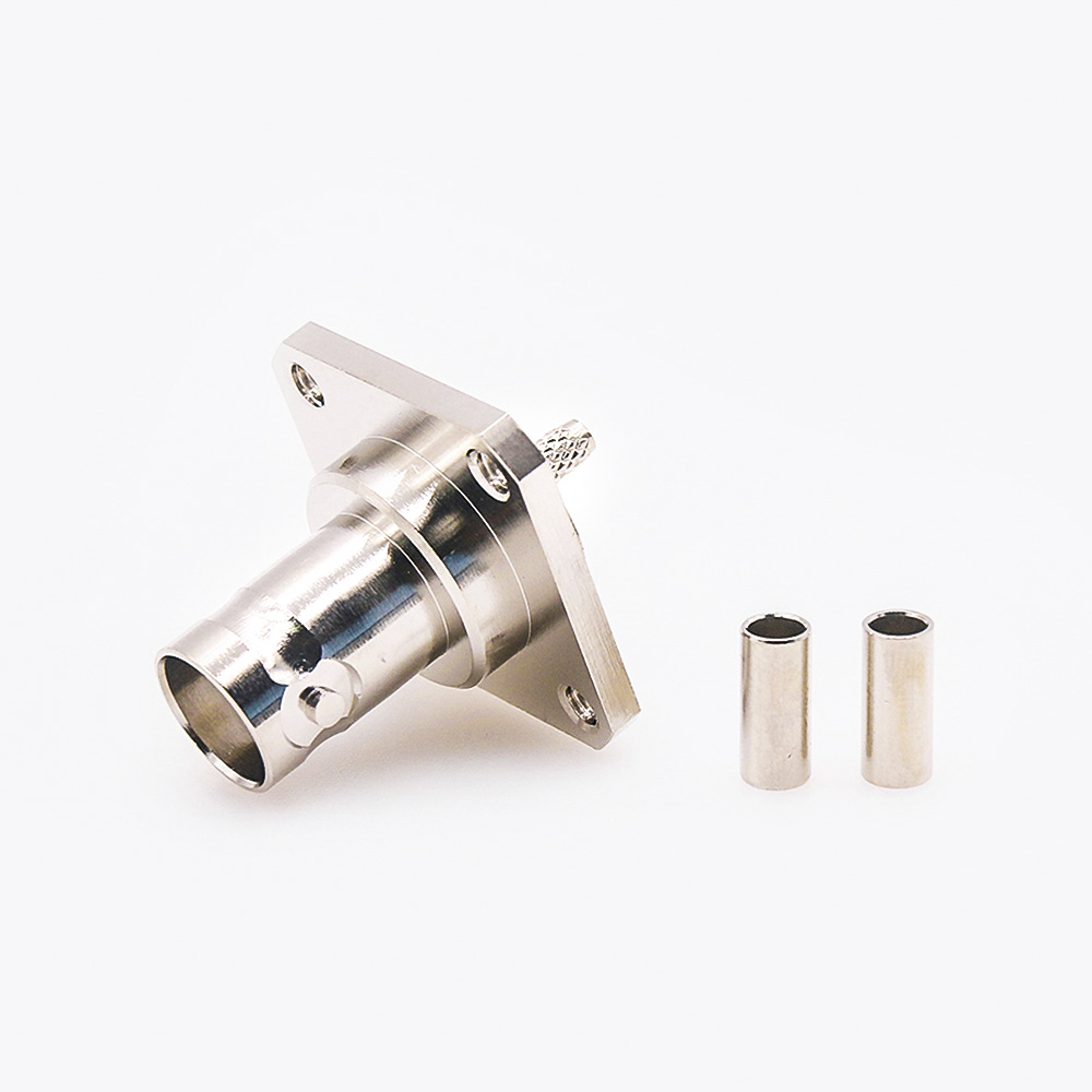 用于RG174/RG316接線的BNC連接器母頭直式面板安裝4孔法蘭壓接