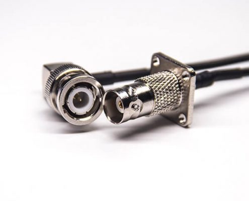 線纜接頭bnc四孔法蘭母頭轉bnc彎公頭接RG174