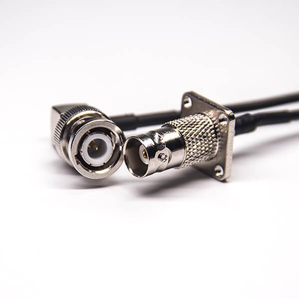 線纜接頭bnc四孔法蘭母頭轉bnc彎公頭接RG174