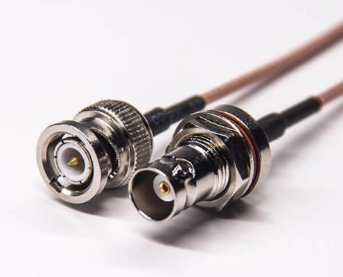 直式螺紋bnc公頭轉bnc前鎖板防水母頭同軸線纜接RG316